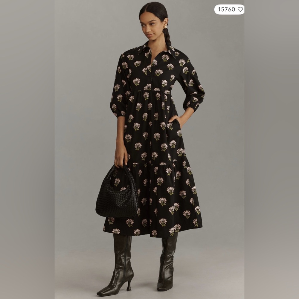 NWT - Anthropologie The Bettina Tiered Shirt Dress - Petite XS